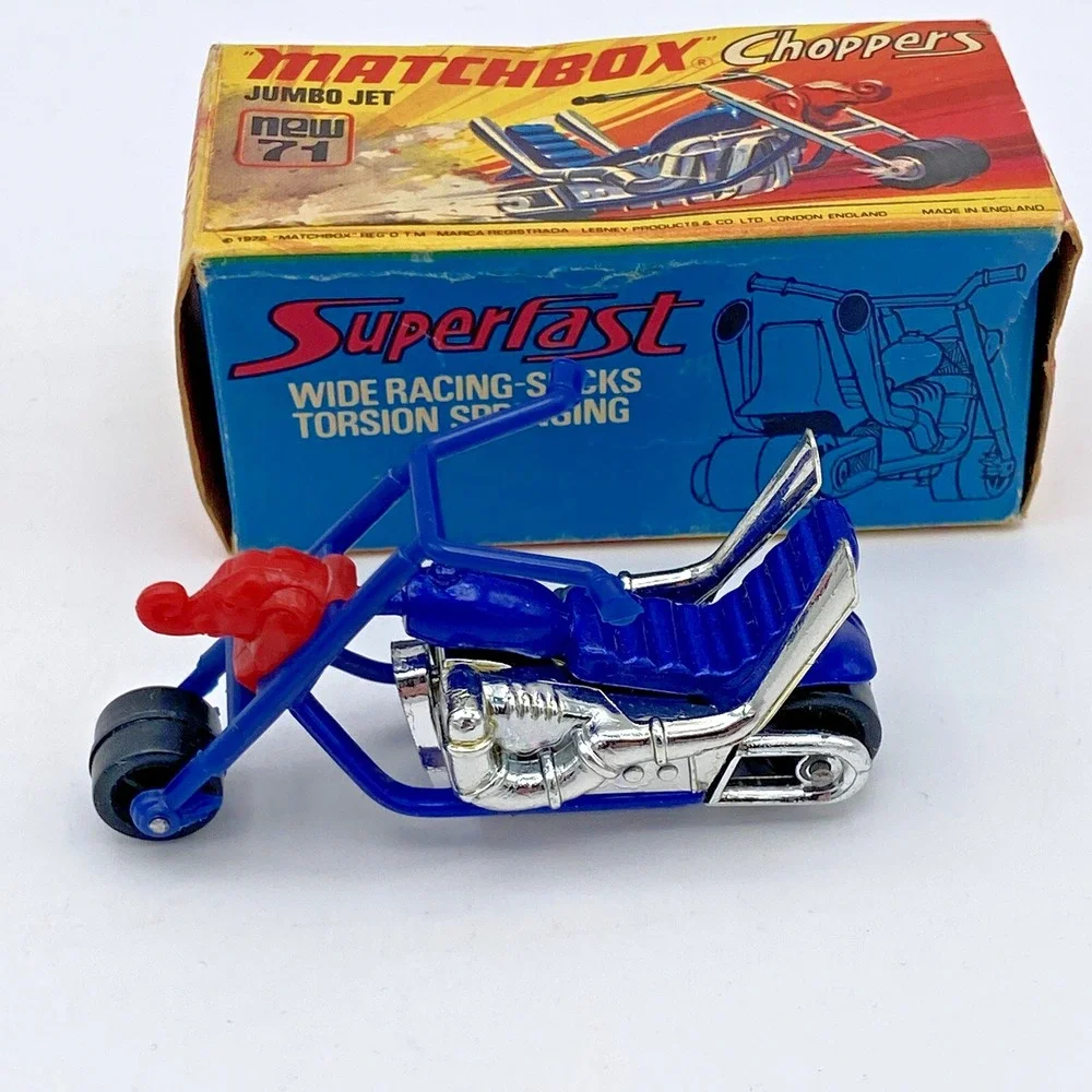 Matchbox Superfast Chopper No 71 Jumbo Jet Blue Motorcycle 1972 Lesney Boxed